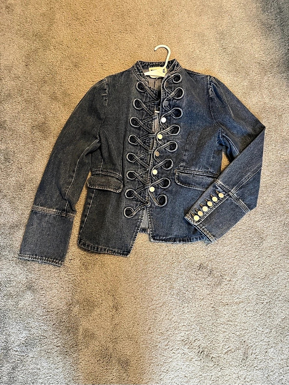 Savanna Jane Lace-Up Denim Jacket Size Medium NWOT